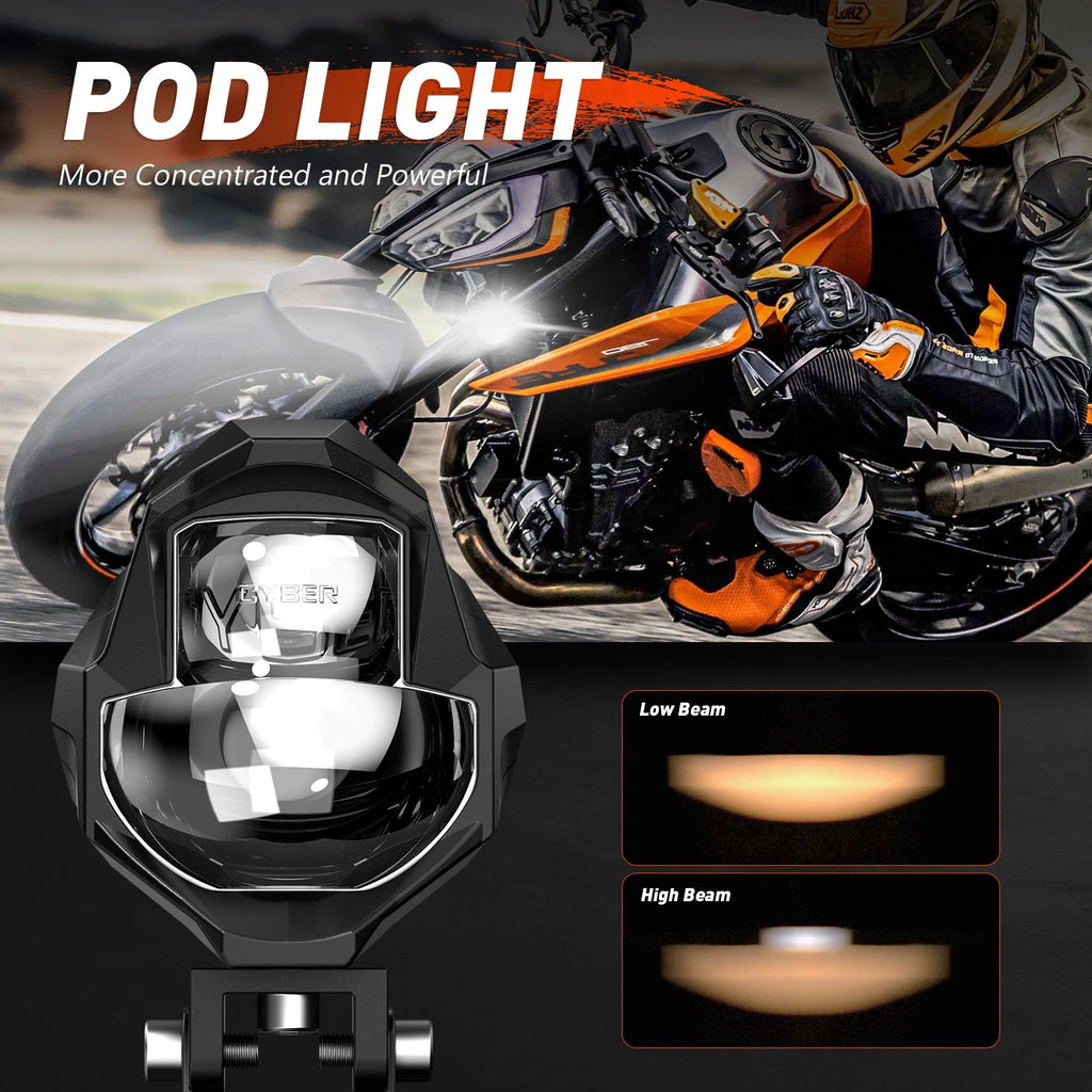 3" LED Work Light Pods for Motorcycle (Amber/White)