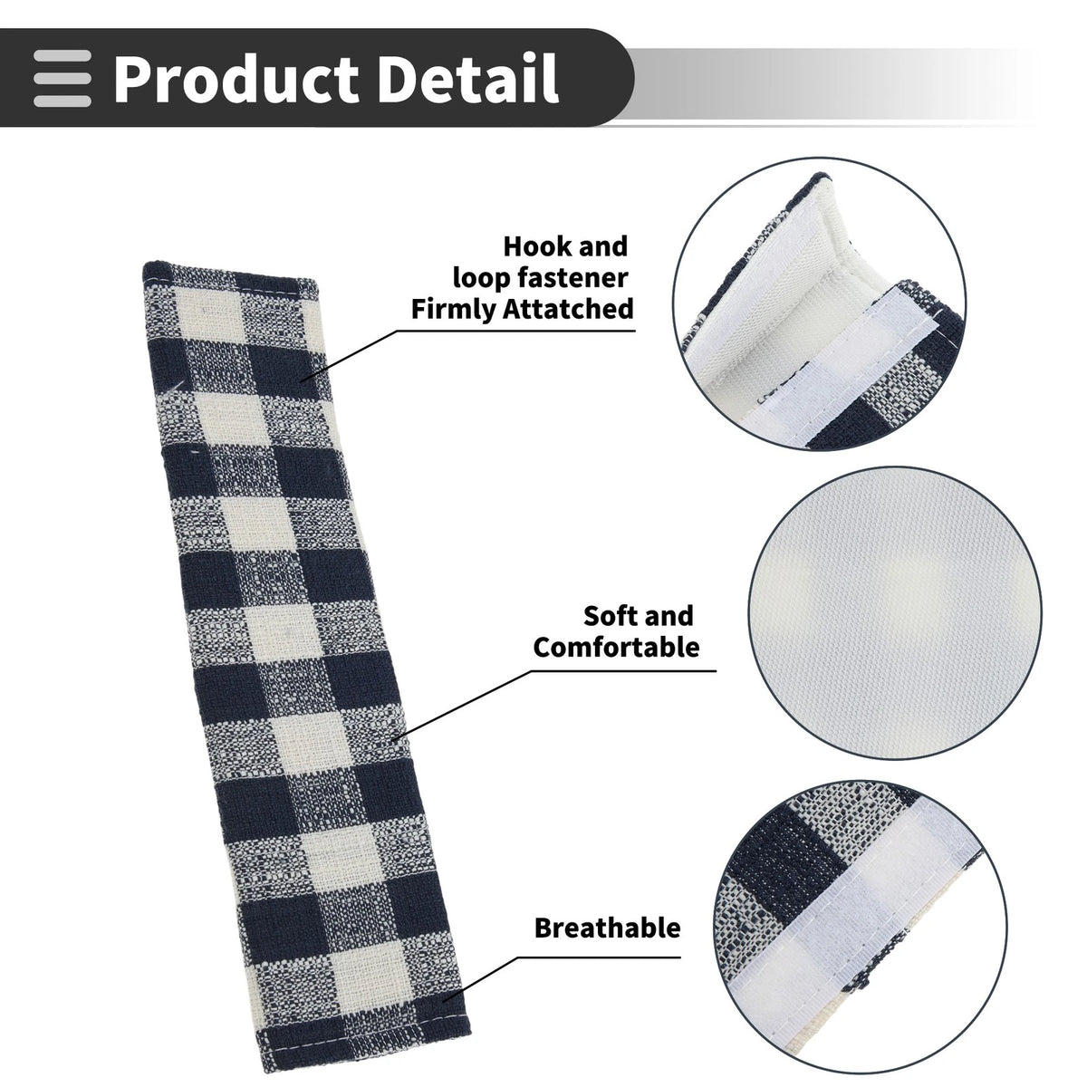 Set of 2 Navy Blue Seat Belt Cover Pads for Universal Fit (24cm)