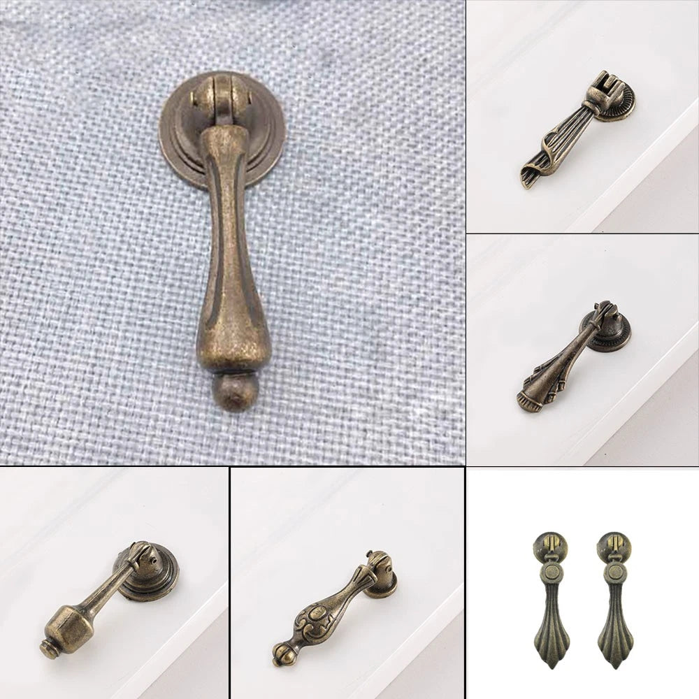 2/5/10Pc Antique Bronze Door Drop Pull Handle Retro Cabinet Cupboard Drawer Knob