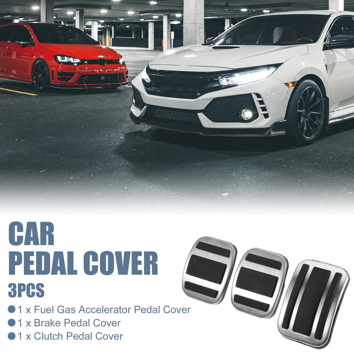 3X Accelerator & Brake Pedal Covers for Peugeot 3008 (2017–2021)