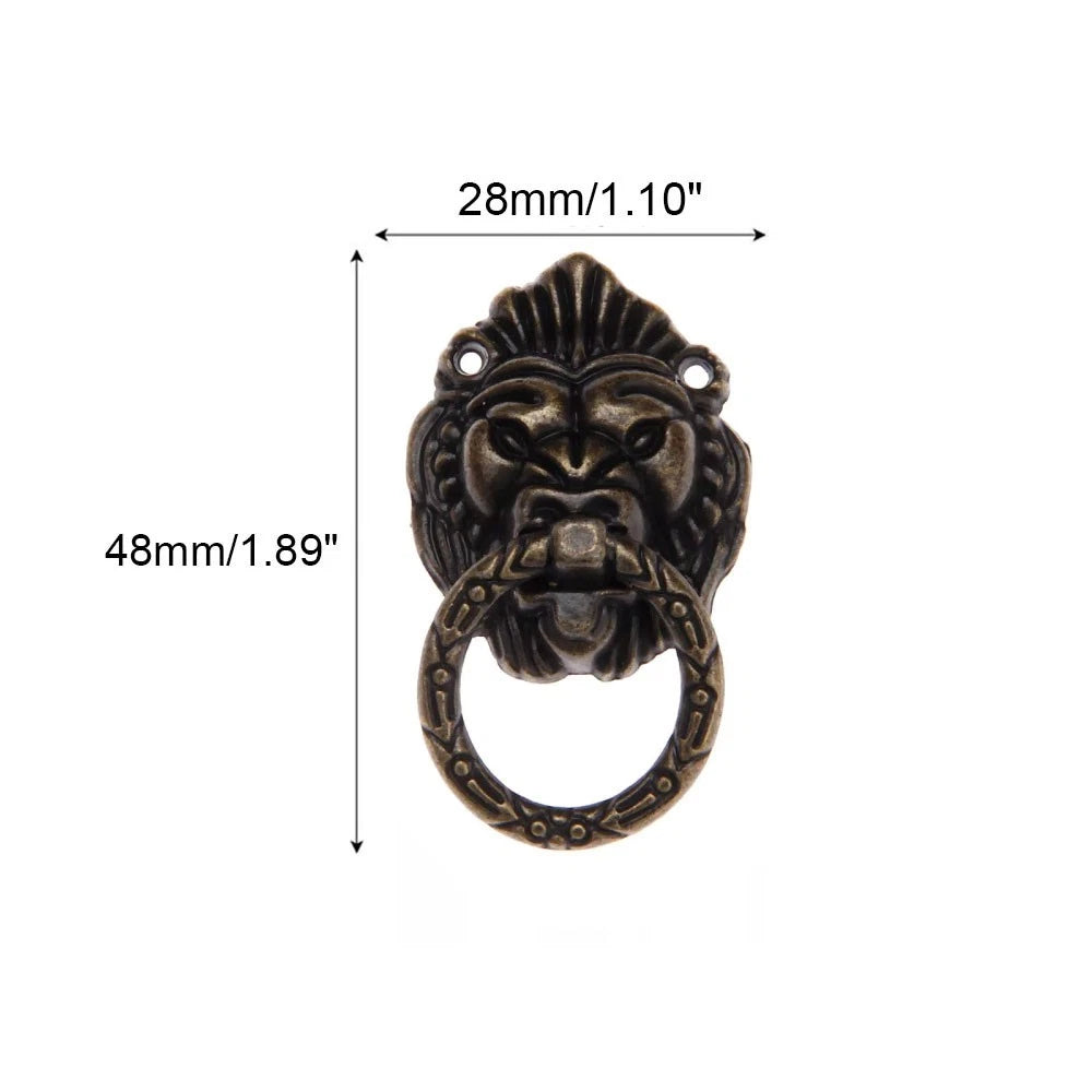 5X Vintage Lion Head Drop Ring Handle Pull for Cabinet Hardware