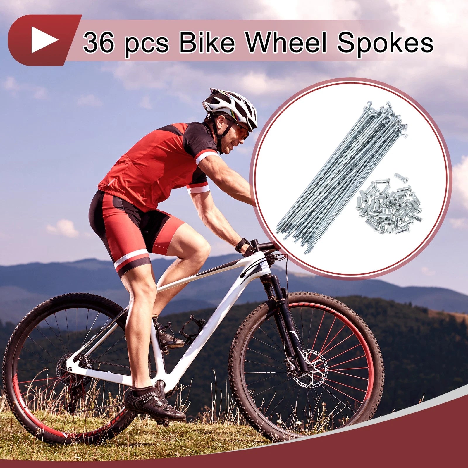 Bicycle Spokes 131mm Galvanized Carbon Steel Set for 36 pcs (All)