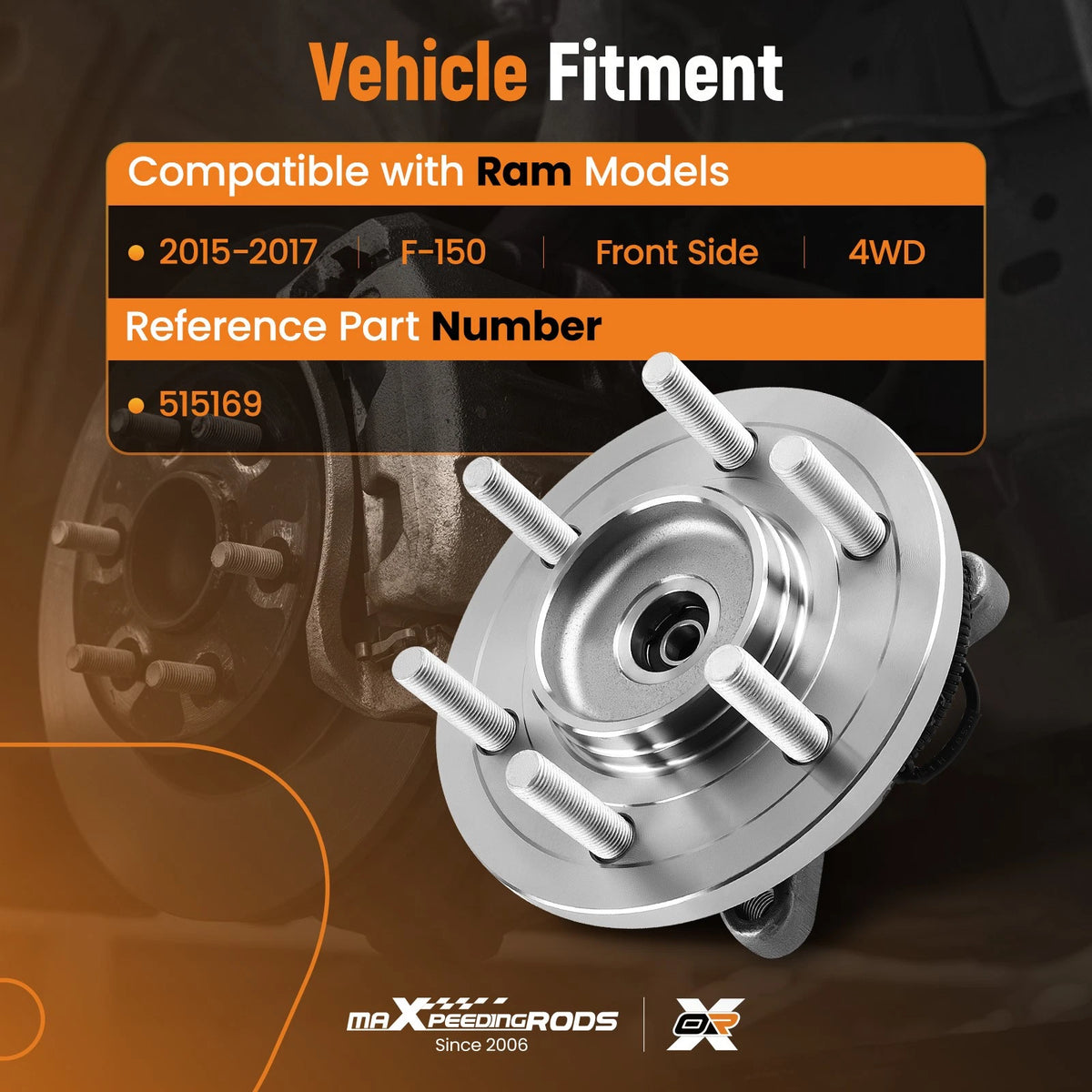 Front Wheel Hub Bearing Assembly 6-Lug for Ford F-150 (2015–2017) WH515169