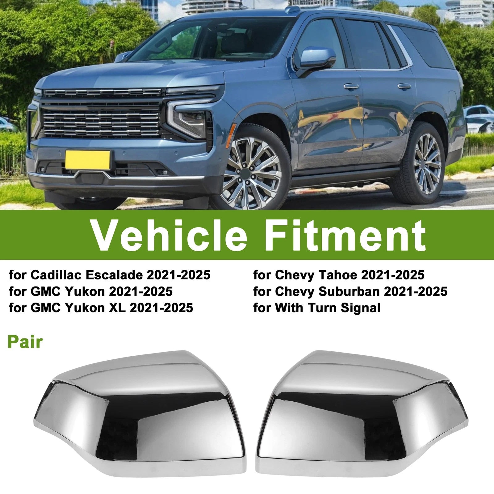 Left Right Side Mirror Cover Cap Replacement Pair for Cadillac Escalade (2021–2025)