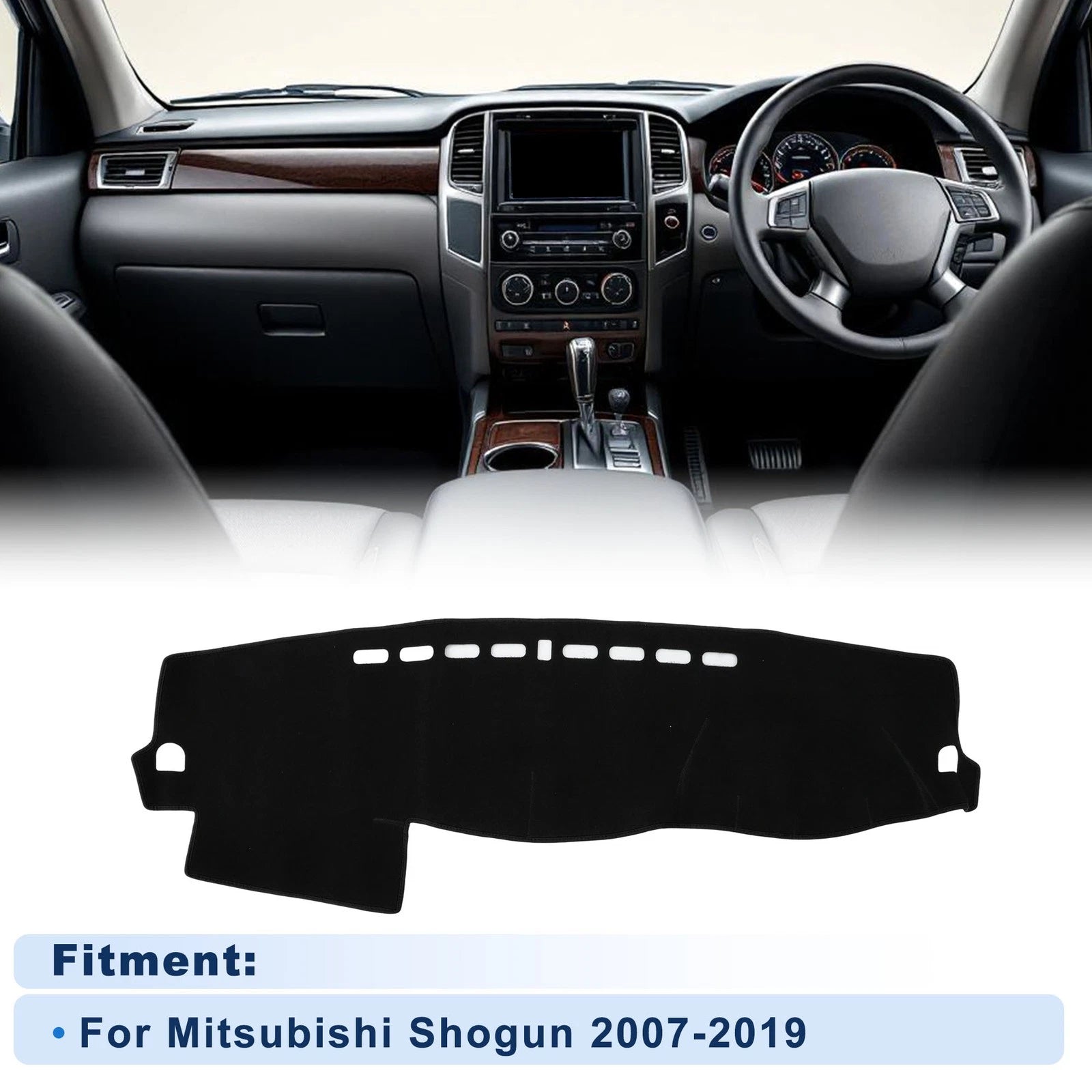 Dash Cover Without HUD for Mitsubishi Shogun (2007–2019) Polyester Black