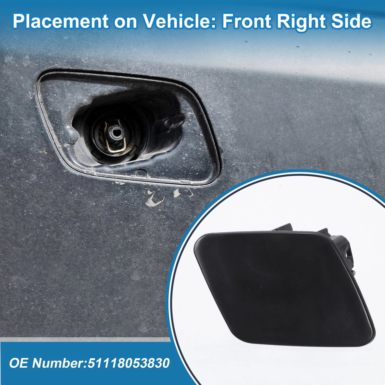 Headlight Washer Nozzle Cover Cap for BMW 1 Series 116i Front Right (2012–2019)