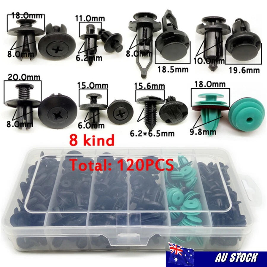 120PCS Plastic Screw Rivets for Cars Door Panel Bumper Cover Fender