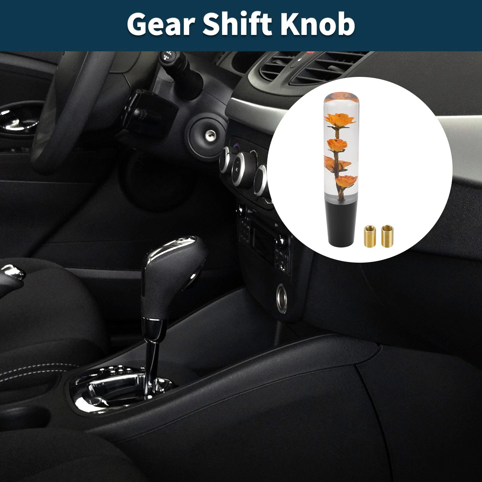 Set of 1 Universal Shift Knob for Manual/Automatic Vehicles (20cm, Orange)