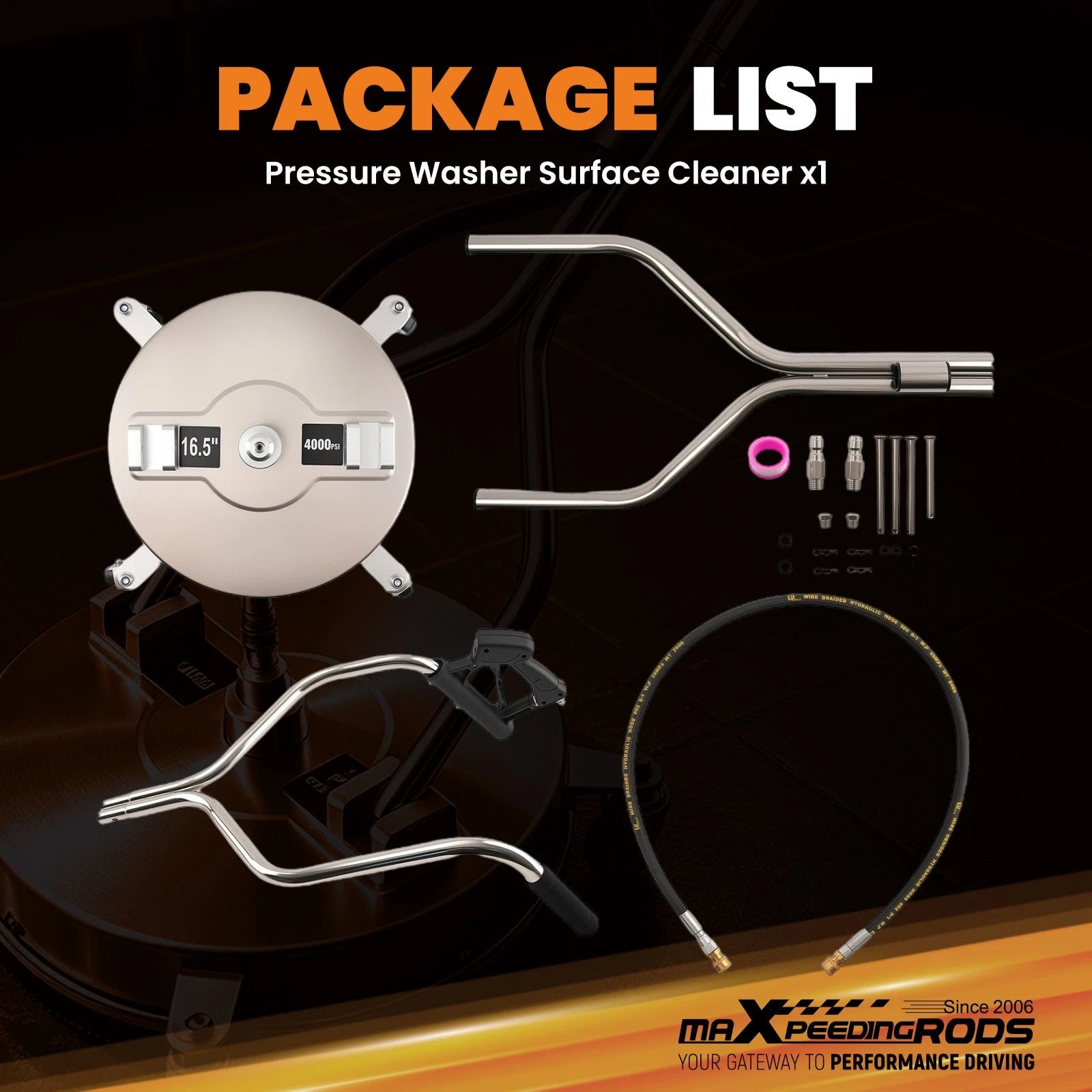 16.5in Pressure Washer Surface Cleaner for Concrete (2000–4000 PSI)