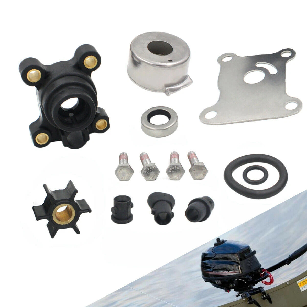 Water Pump Impeller Kit for Johnson Evinrude 9.9 15 HP Outboard (394711)