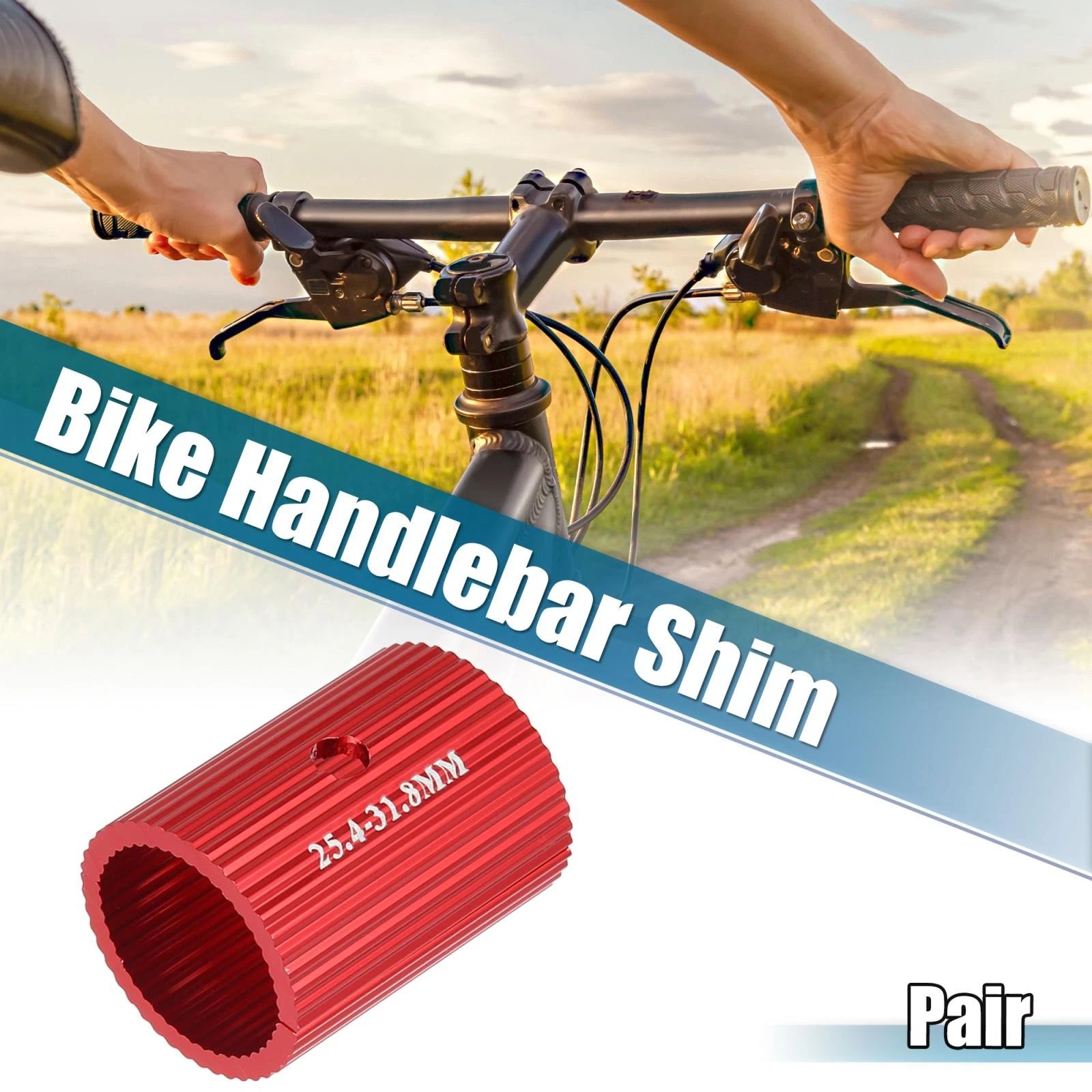 Handlebar Shims Pair Universal for Bicycle Stem Red (Fits 25.4mm)