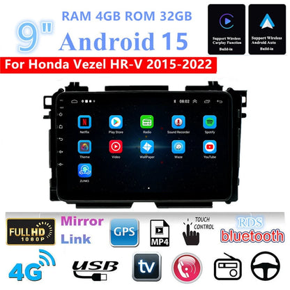 9'' Car Stereo GPS Navigation Head Unit for Honda Vezel HR-V (2015–2022)