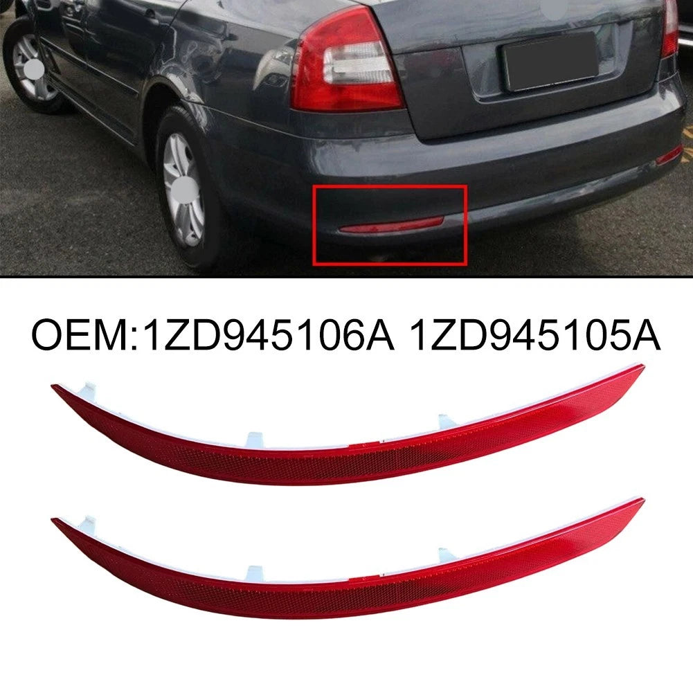 2x Rear Bumper Reflector Red for Skoda For Octavia II 2009-2013 Models