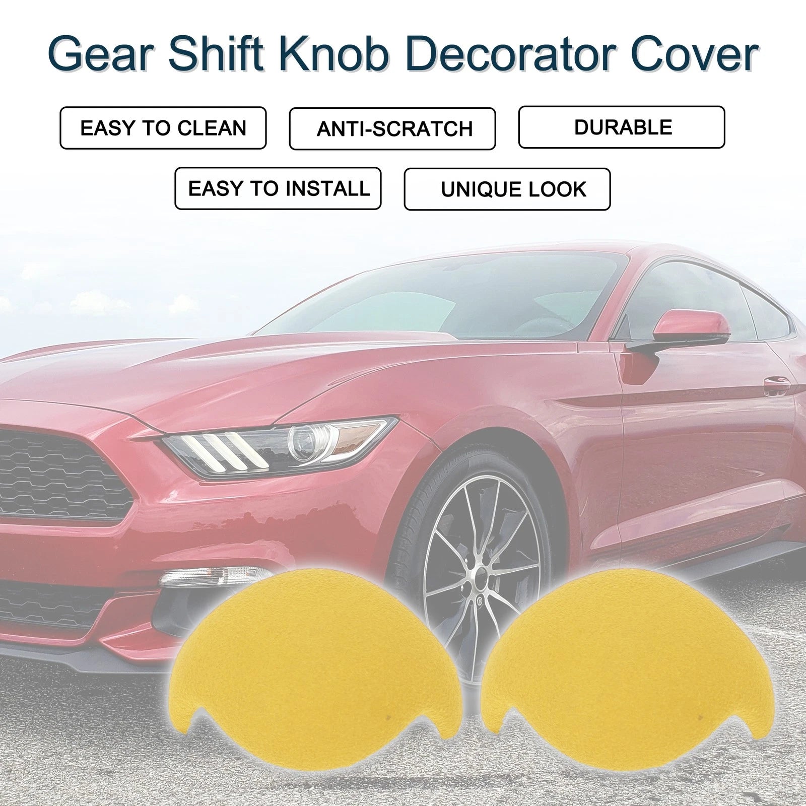 Gear Shift Knob Cover for Ford Mustang (2015–2021) Yellow Console Decor