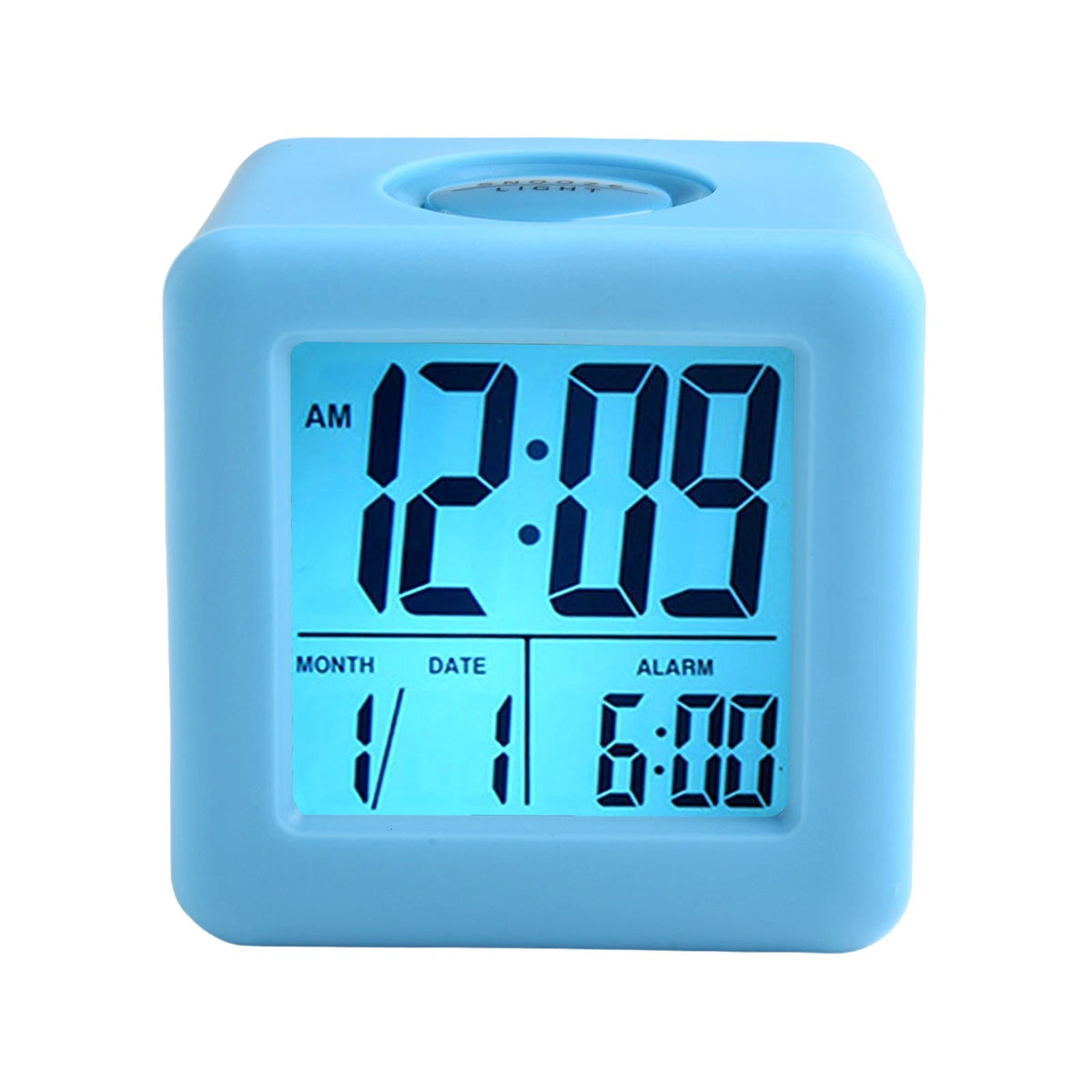 Square LCD Digital Alarm Clock with Smart Light and Silicone Cover