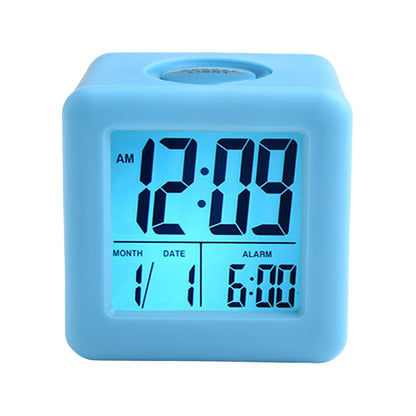 Square LCD Digital Alarm Clock with Smart Light and Silicone Cover