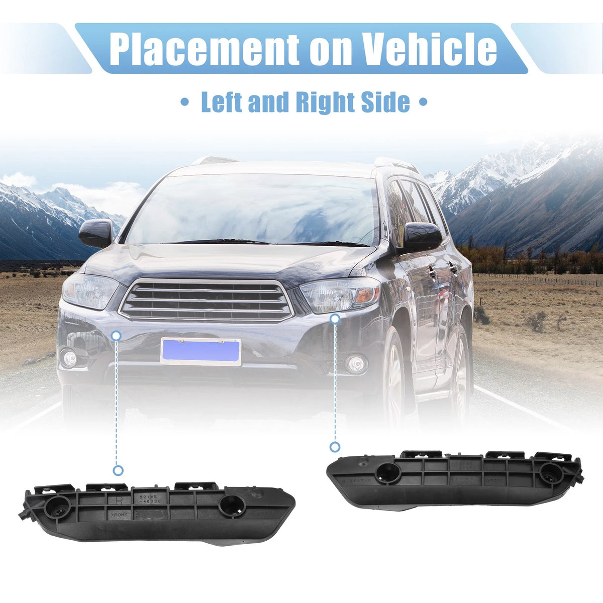 1 Pair Front Side Bumper Cover Bracket for Toyota (No. 521460E030/5214648020)
