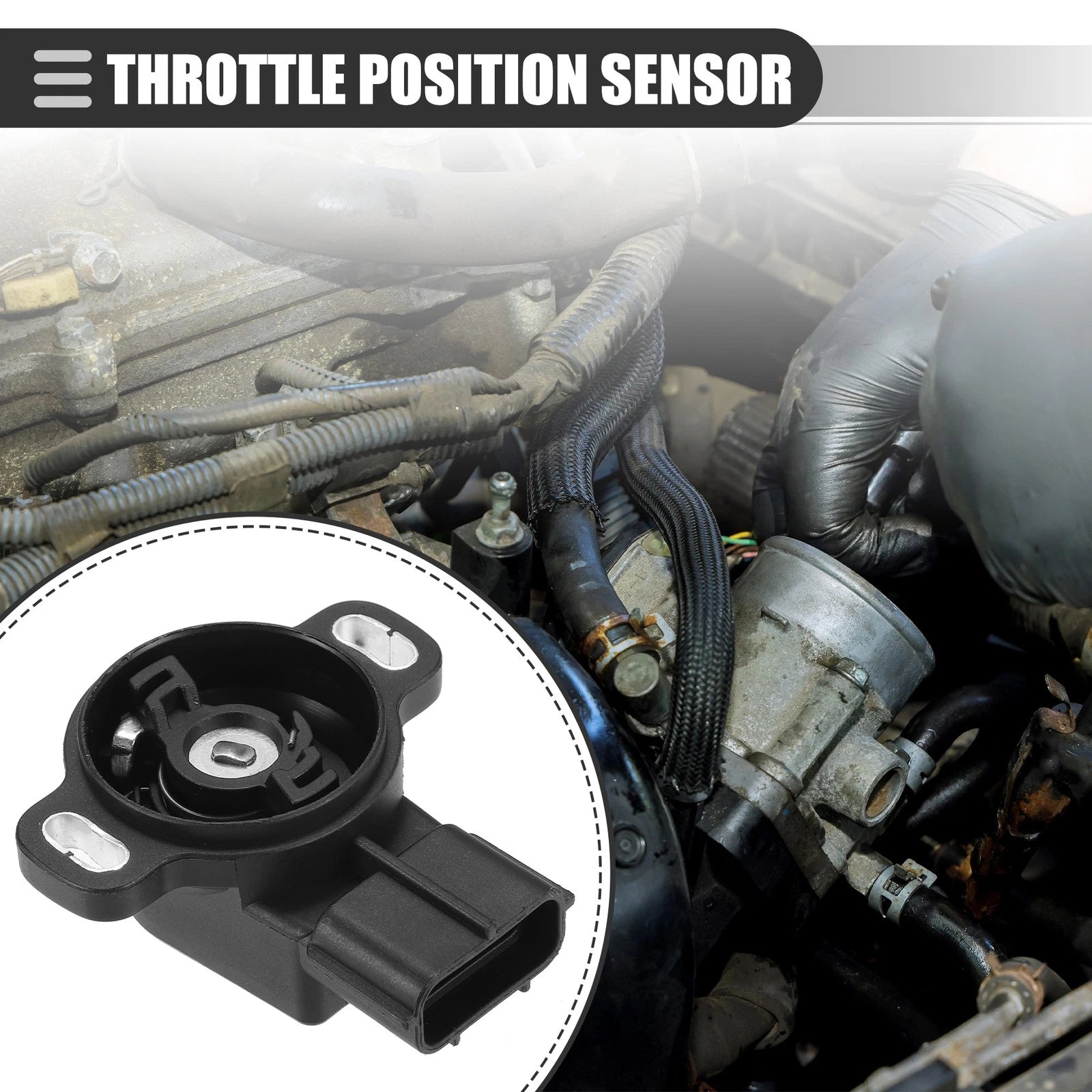 Throttle Position Sensor for Mazda MX-6 1993–1997 Replacement Plastic Black