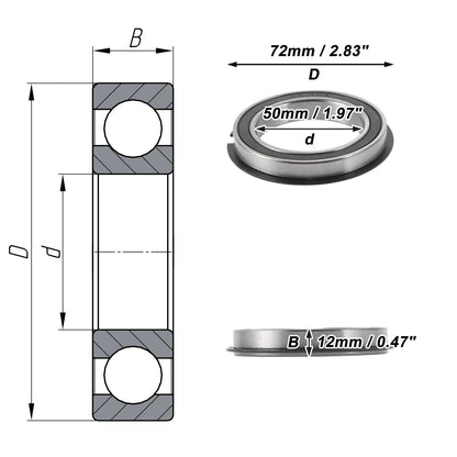 Deep Groove Ball Bearing 50x72x12mm for Scooter Skateboard (1 Pc)