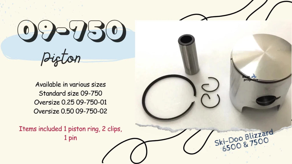 Piston Kit + Ring for Ski Doo Blizzard 6500/7500 (09-750 STD)