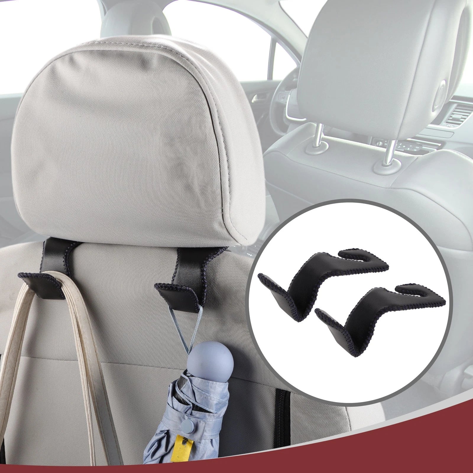 2 Pcs Universal Car Seat Headrest Hook for Hanging Purses Black Blue