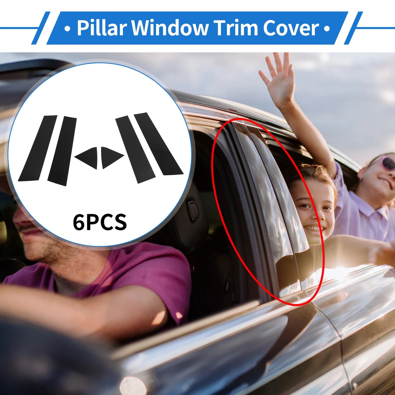 6 Pcs Door Pillar Window Trim Replacement for Dodge Charger (2006–2010)