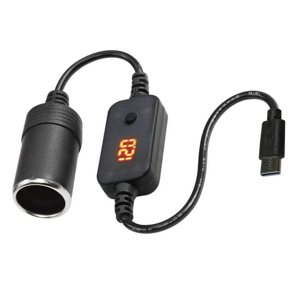 USB C to 12V Car Cigarette Lighter Female Adapter Cable for Dash Cam