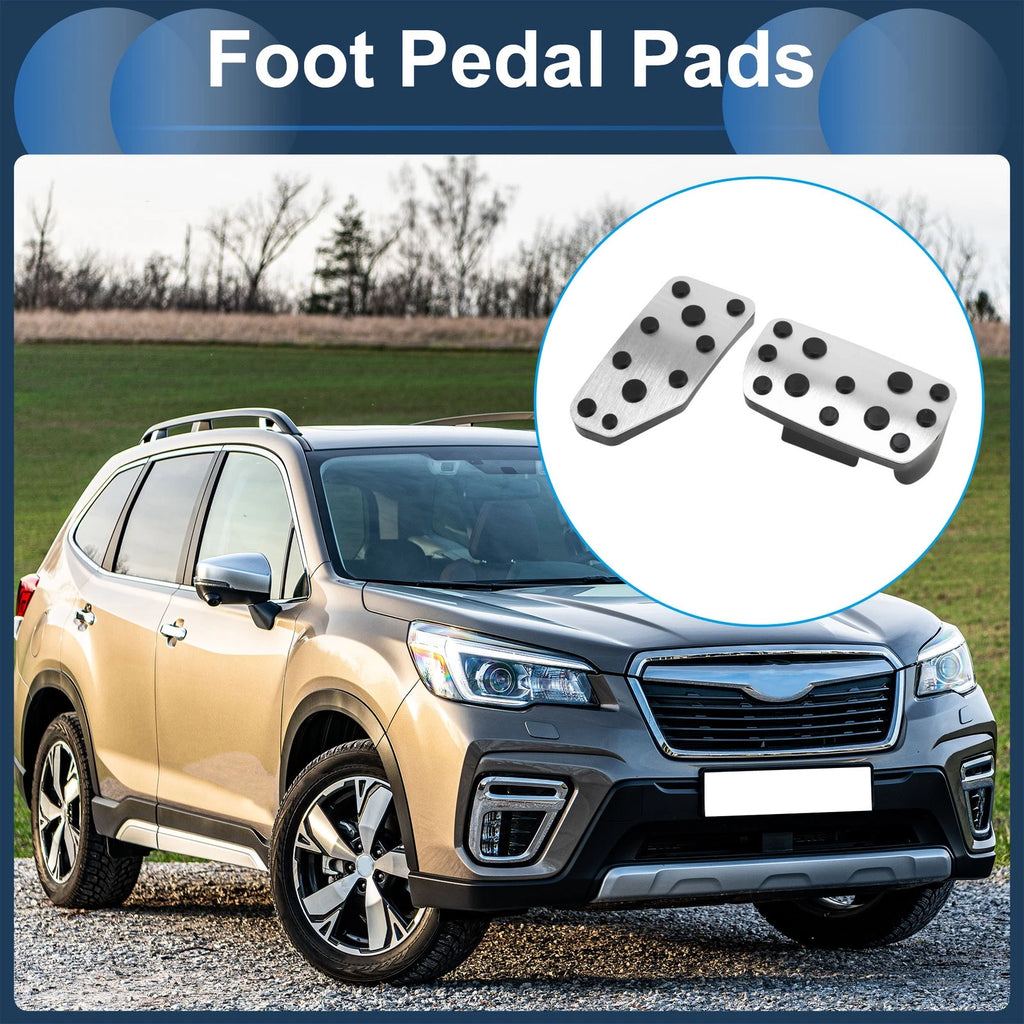 Foot Accelerator Pedal Covers 2 Pcs for Subaru Forester (2019–2021) Silver Tone