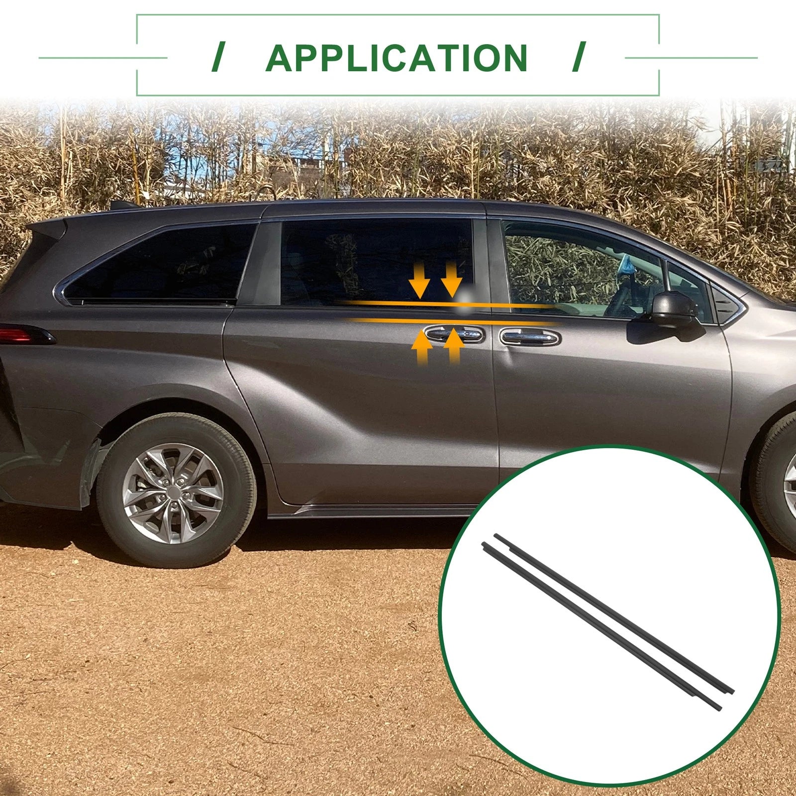 2pcs Weatherstrip Window Seal Replacement for Toyota Sienna (2011–2020)