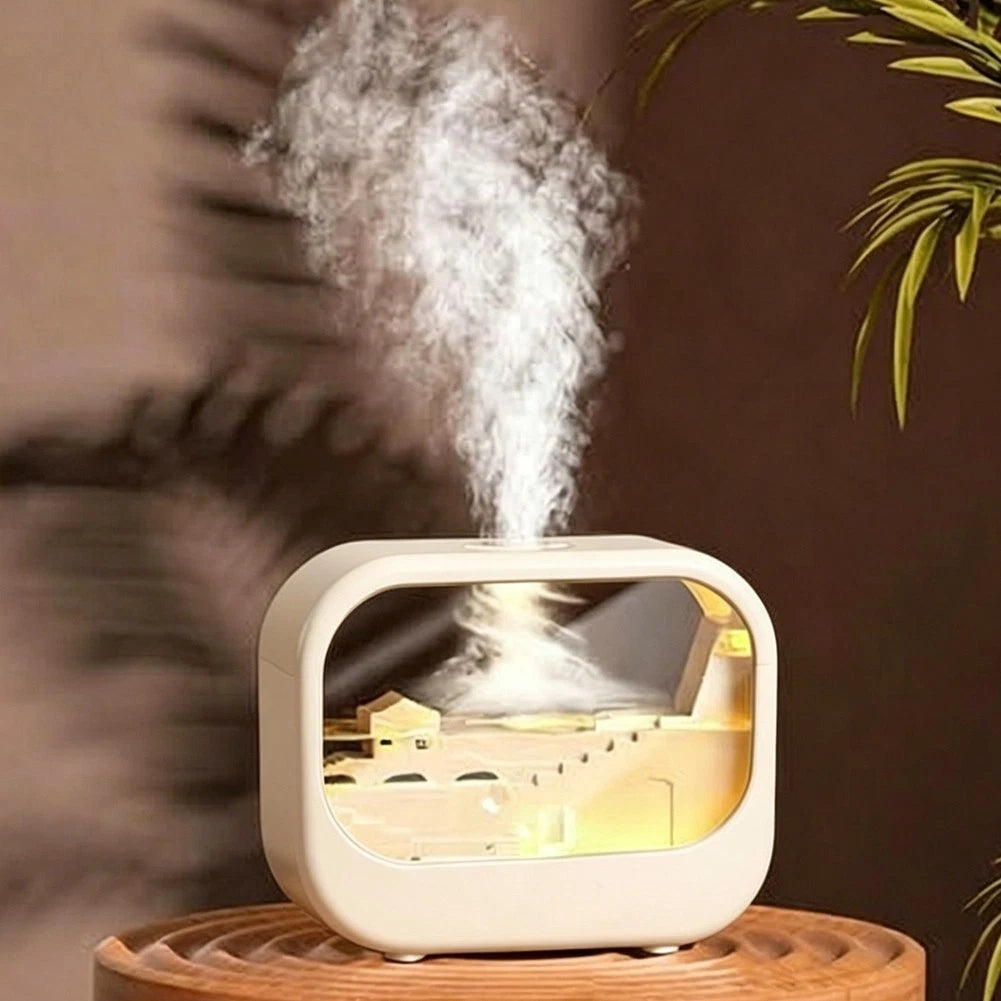Small Space Humidifier with Aromatherapy and LED Flame Simulation