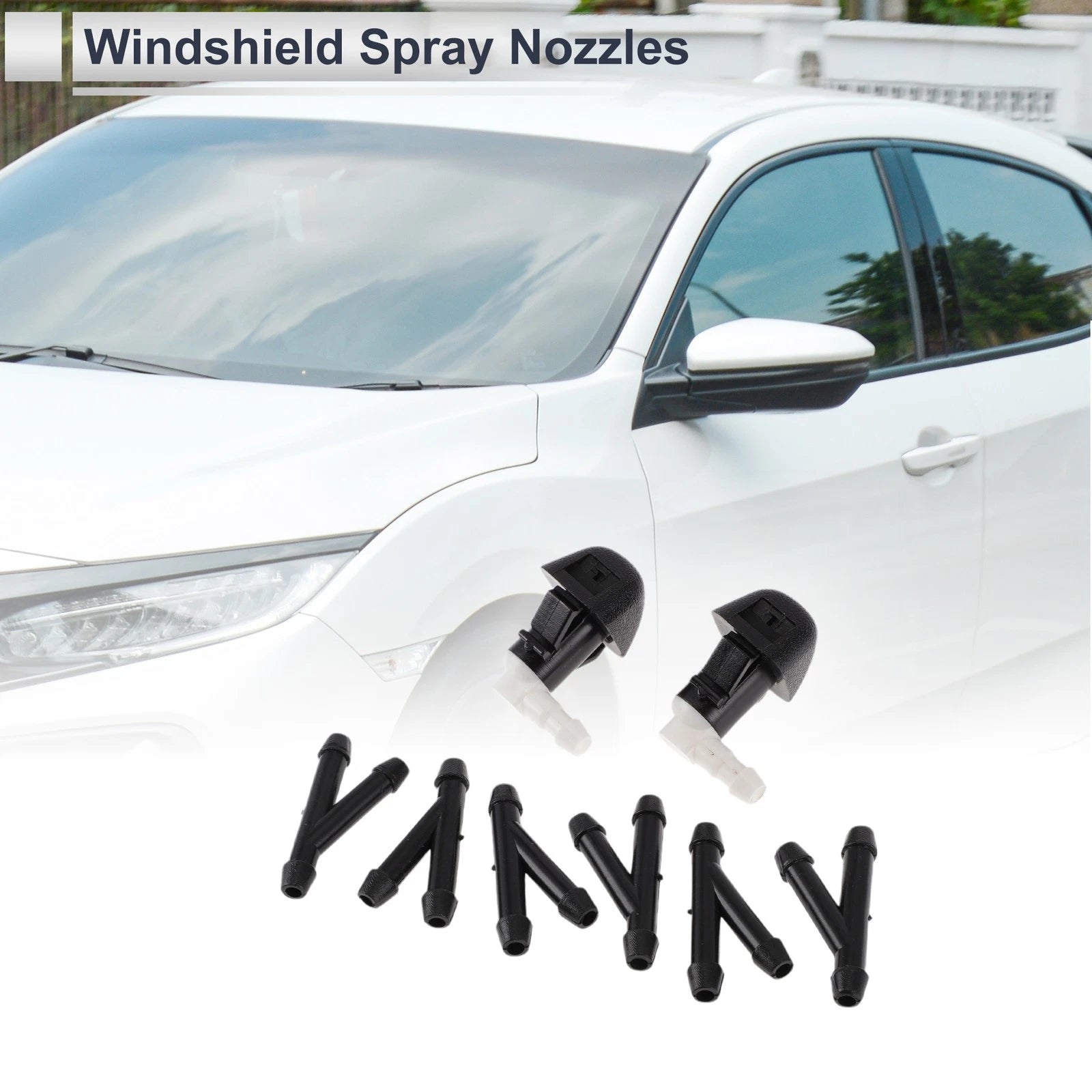 Windshield Washer Nozzle Replacement for Honda Black 6 Hose Connector (1 Set) (2008–2012)