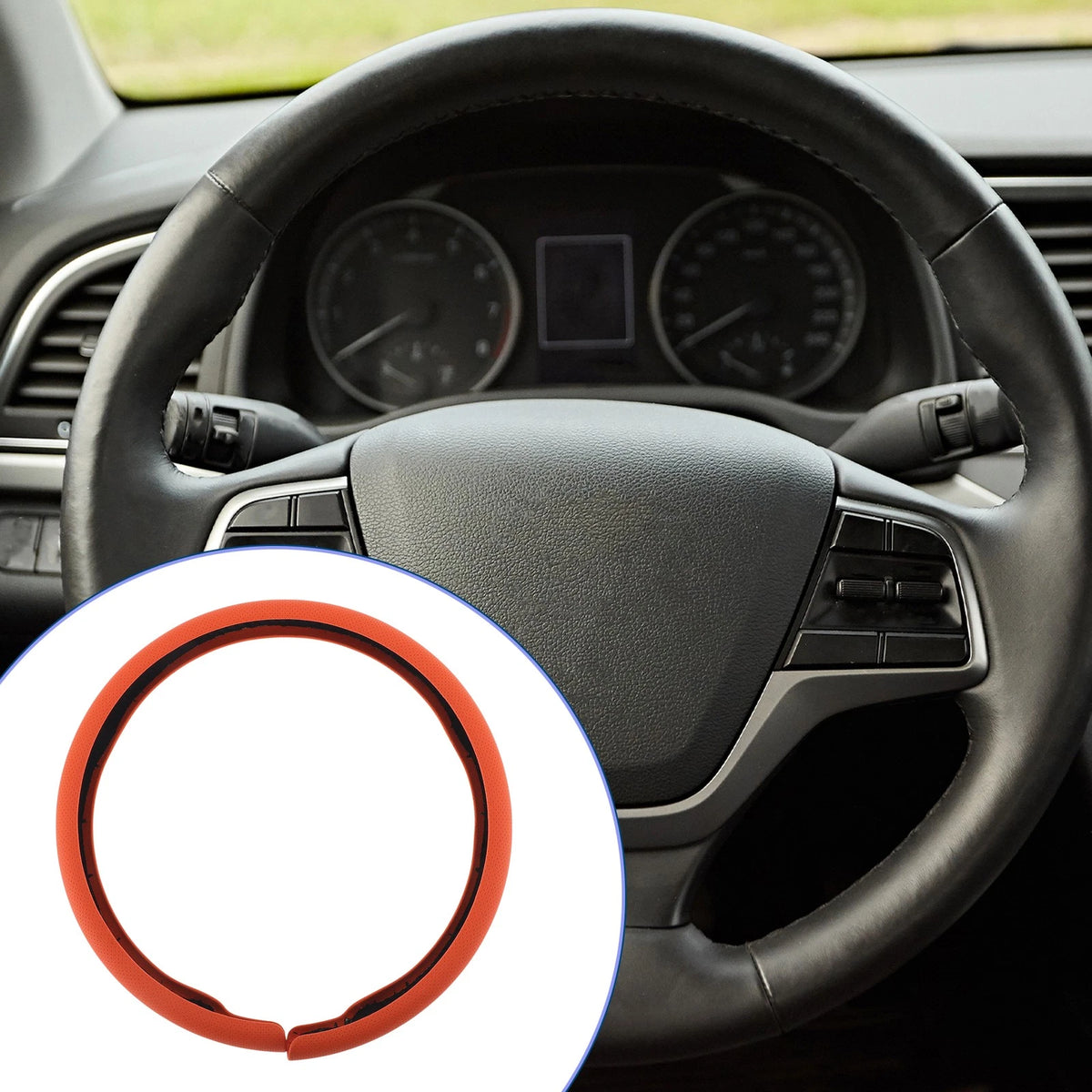 PU Artificial Leather Steering Wheel Cover for Universal Vehicles (14.96")