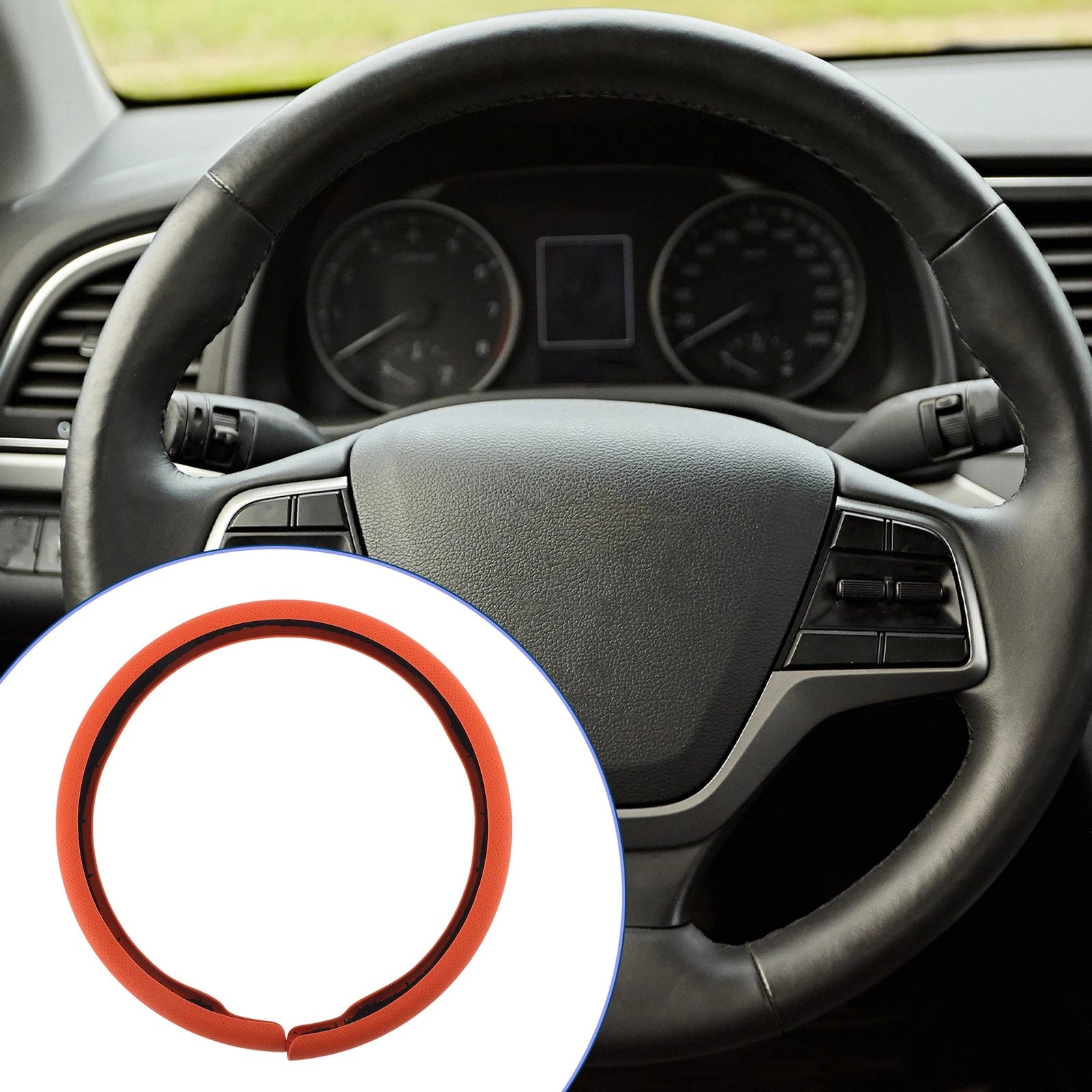 PU Artificial Leather Steering Wheel Cover for Universal Vehicles (14.96")