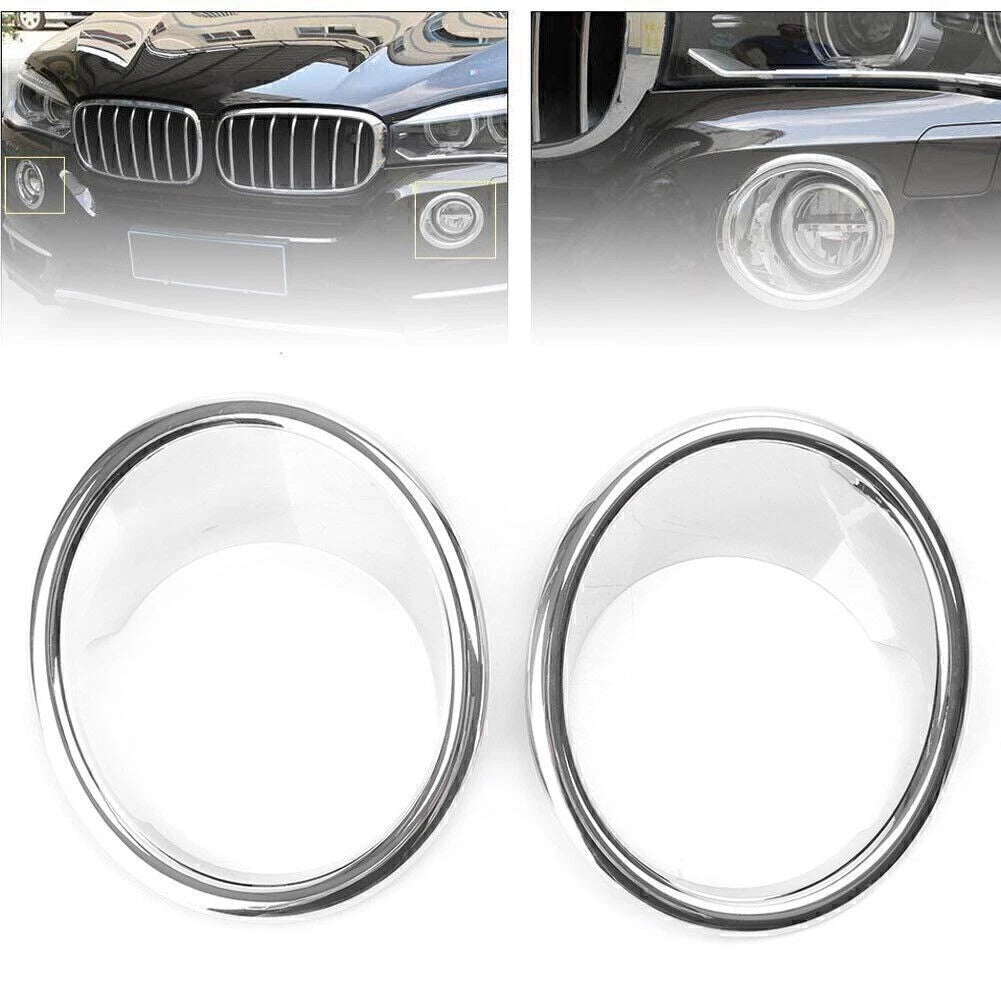2X Chrome Front Fog Light Lamp Cover Trim for BMW X5 (2014–2018)