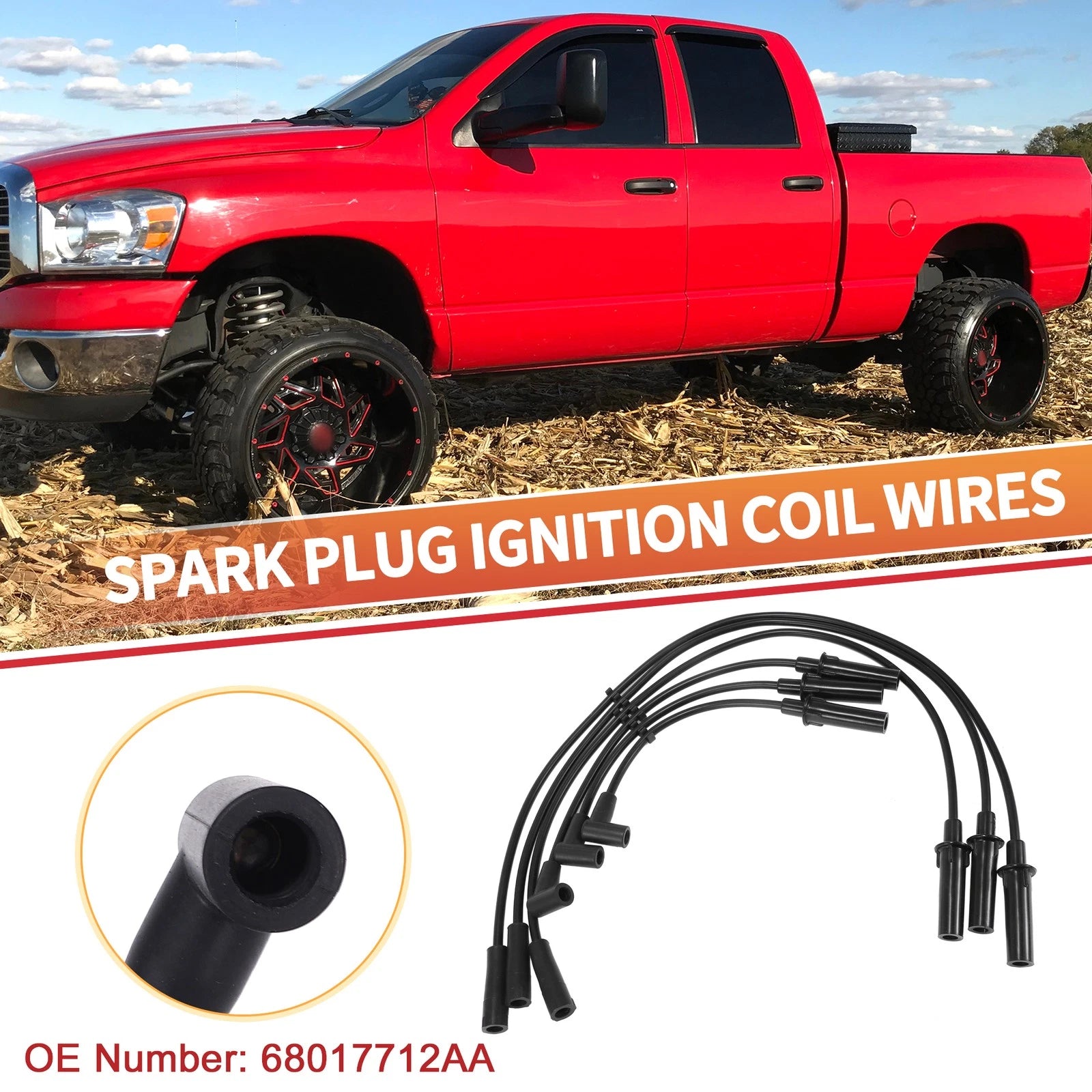 7 Pc Ignition Coil Spark Plug Wire Set Replacement for Dodge Dakota (1999–2003)