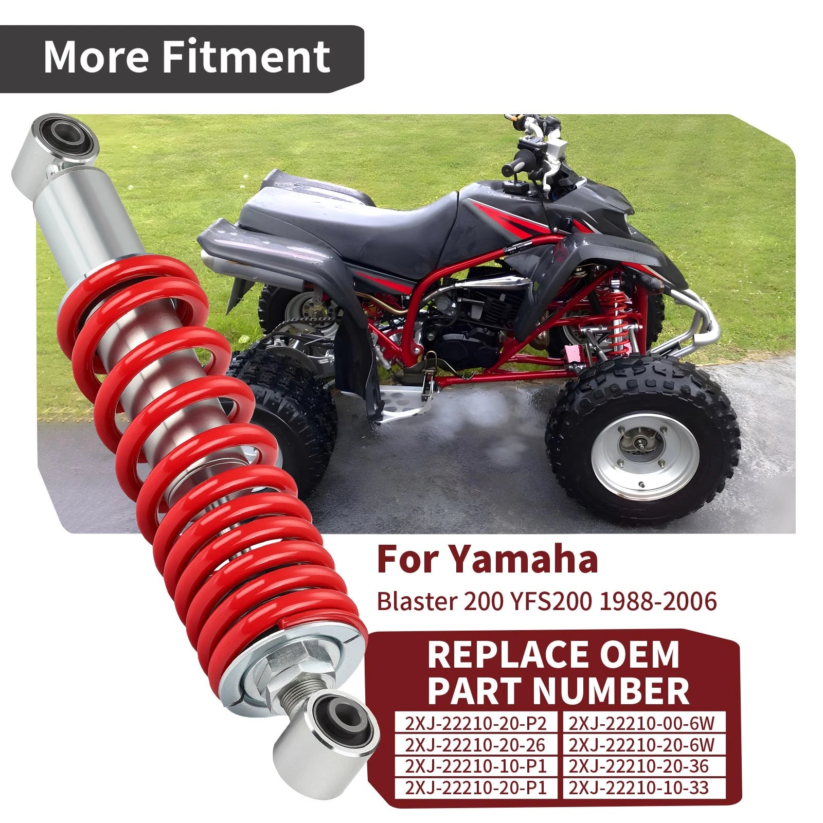 2X Rear Shock Absorber for Yamaha Blaster YFS200 (1988–2006) 2XJ-22210-20-P1