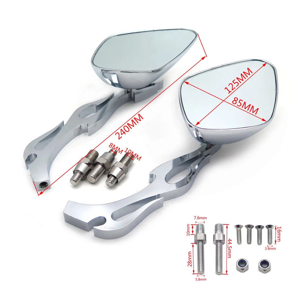 Chromed Flame Shape Running Mirror for Kawasaki Ninja (All Year)