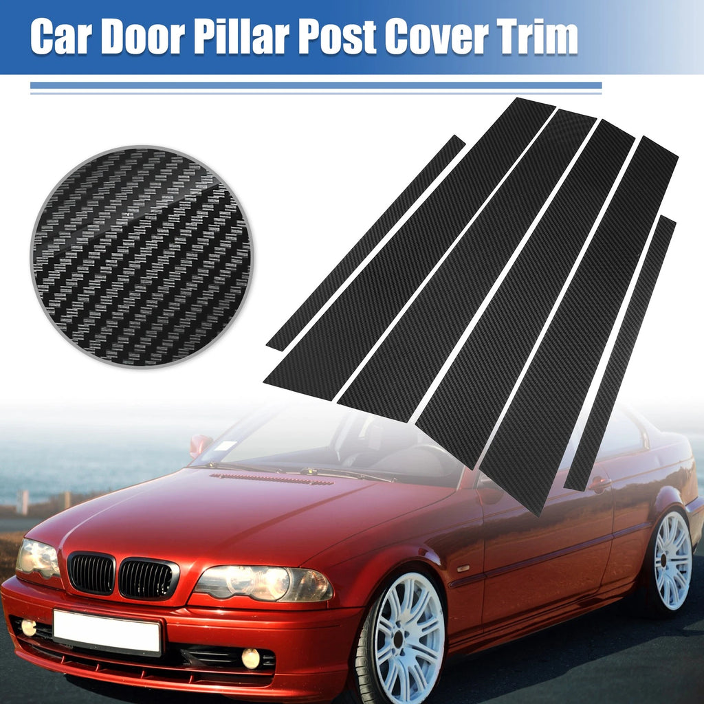 Window Pillar Post Cover Trim Gloss Carbon Pattern for BMW 3 Series E46 (1999–2006)
