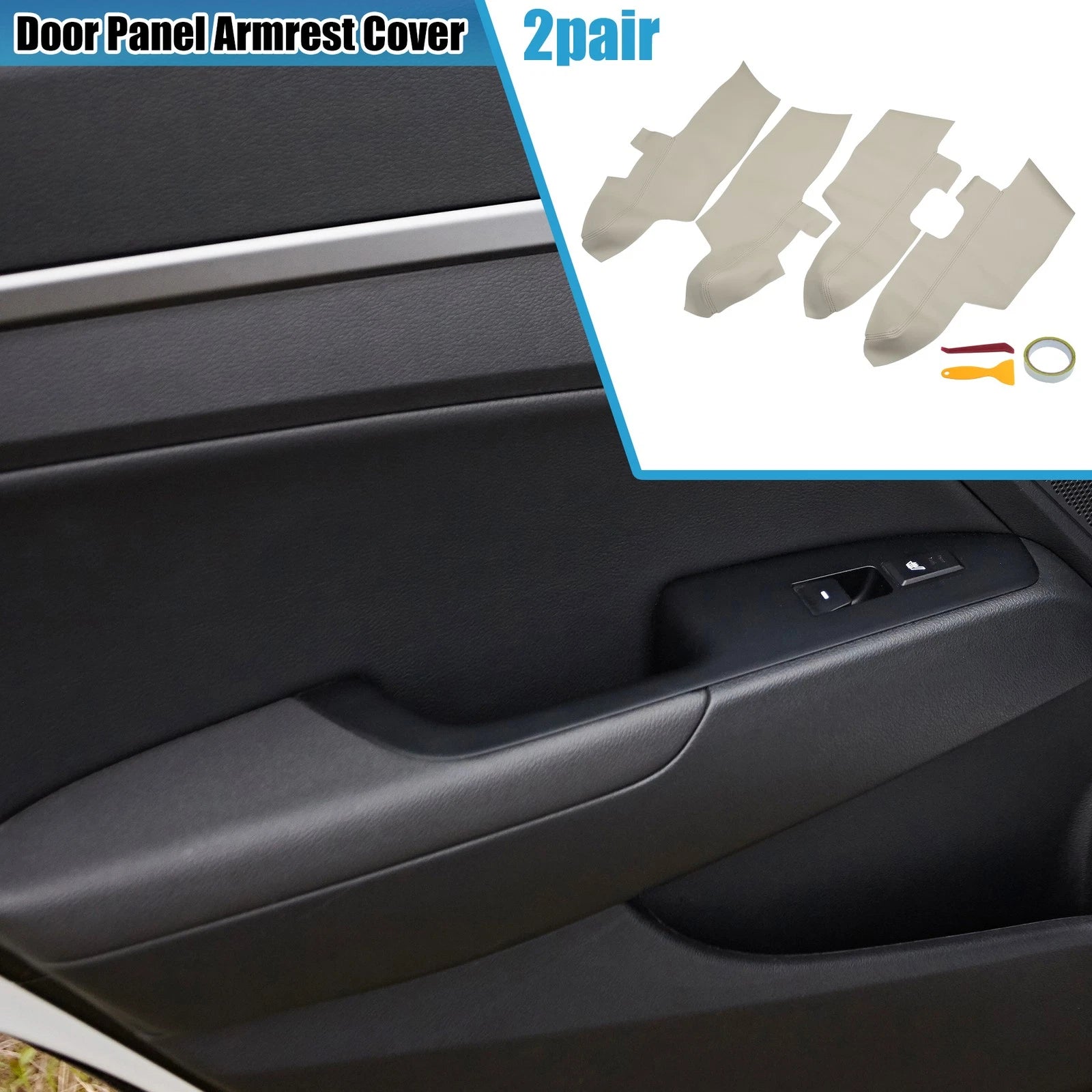 Pair Front Rear Door Panel Armrest Covers for Hyundai Santa Fe (2006–2012)