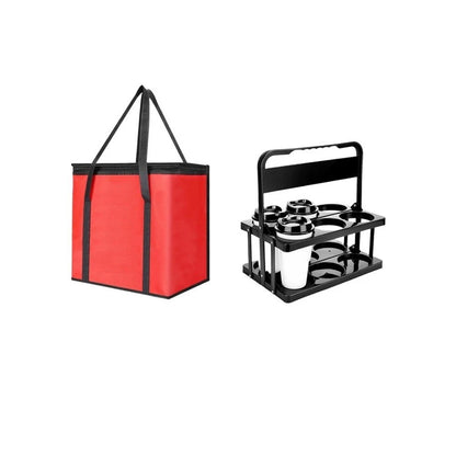 6 Cup Insulated Drink Carrier Bag for Coffee Tea Snacks Transport