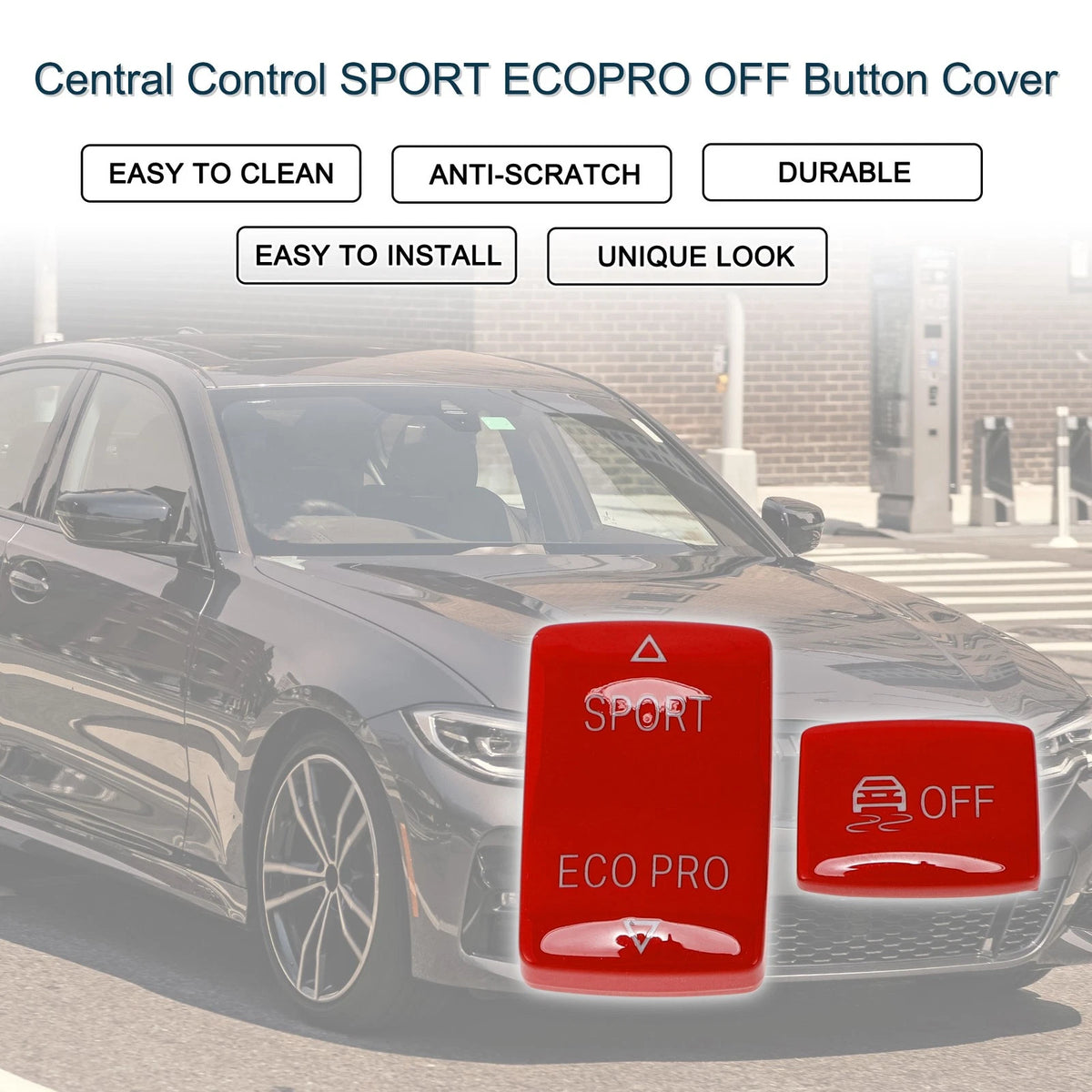Center Console SPORT ECOPRO Off Button Cover for BMW 1 2 3 5 Series (2 Pcs)