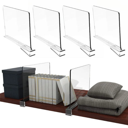 Set of 4 Clear Acrylic Shelf Dividers for Classroom and Kitchen Storage