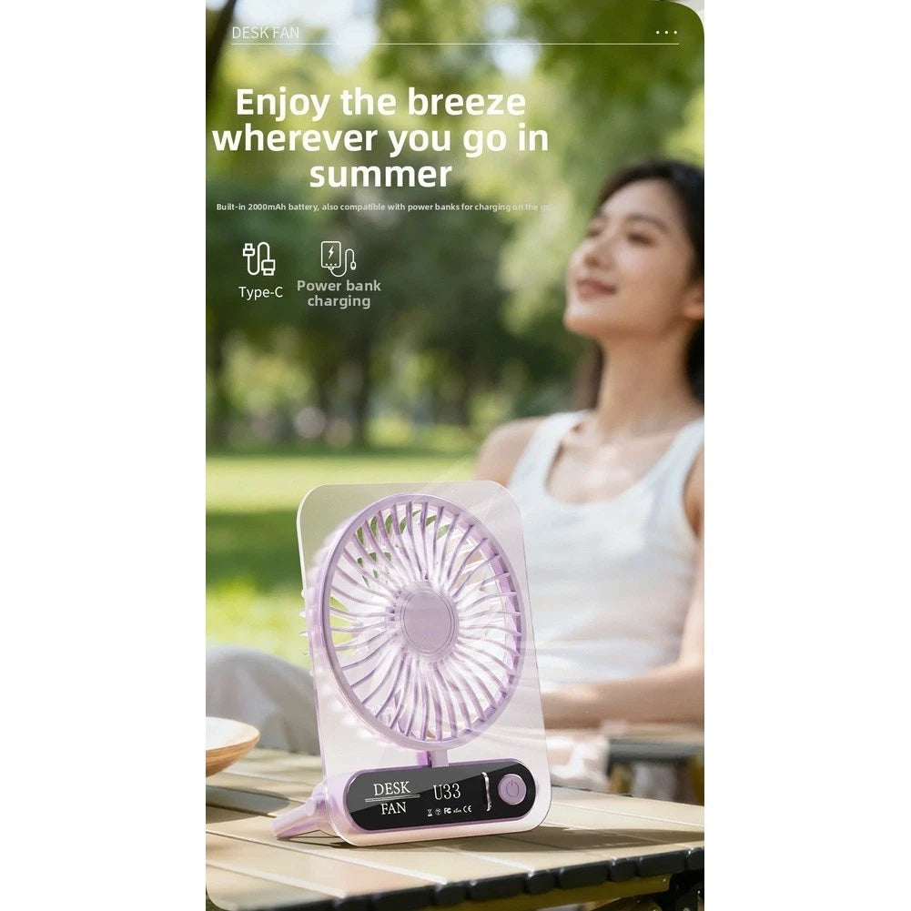 USB C Powered Desk Fan for Compact Use (4 Speed, Quiet, Brushless Motor)