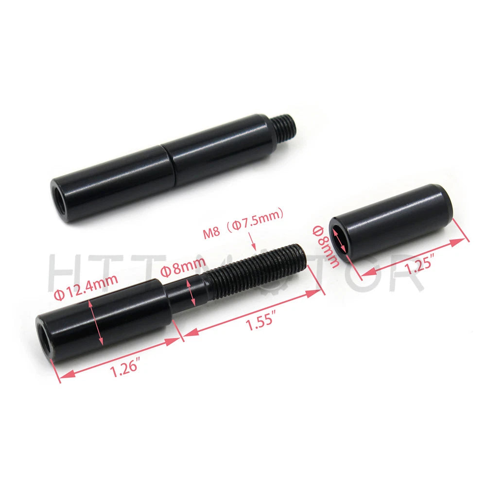 Black Mirror Stem Extender Kit for Harley-Davidson (+2.0 Inches)