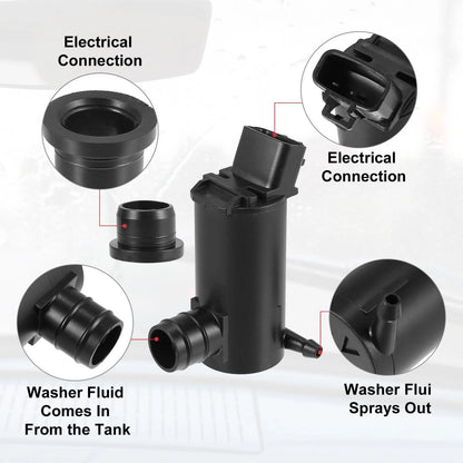 Windshield Washer Motor Pump Replacement for Toyota Camry Solara Corolla (1998–2008)