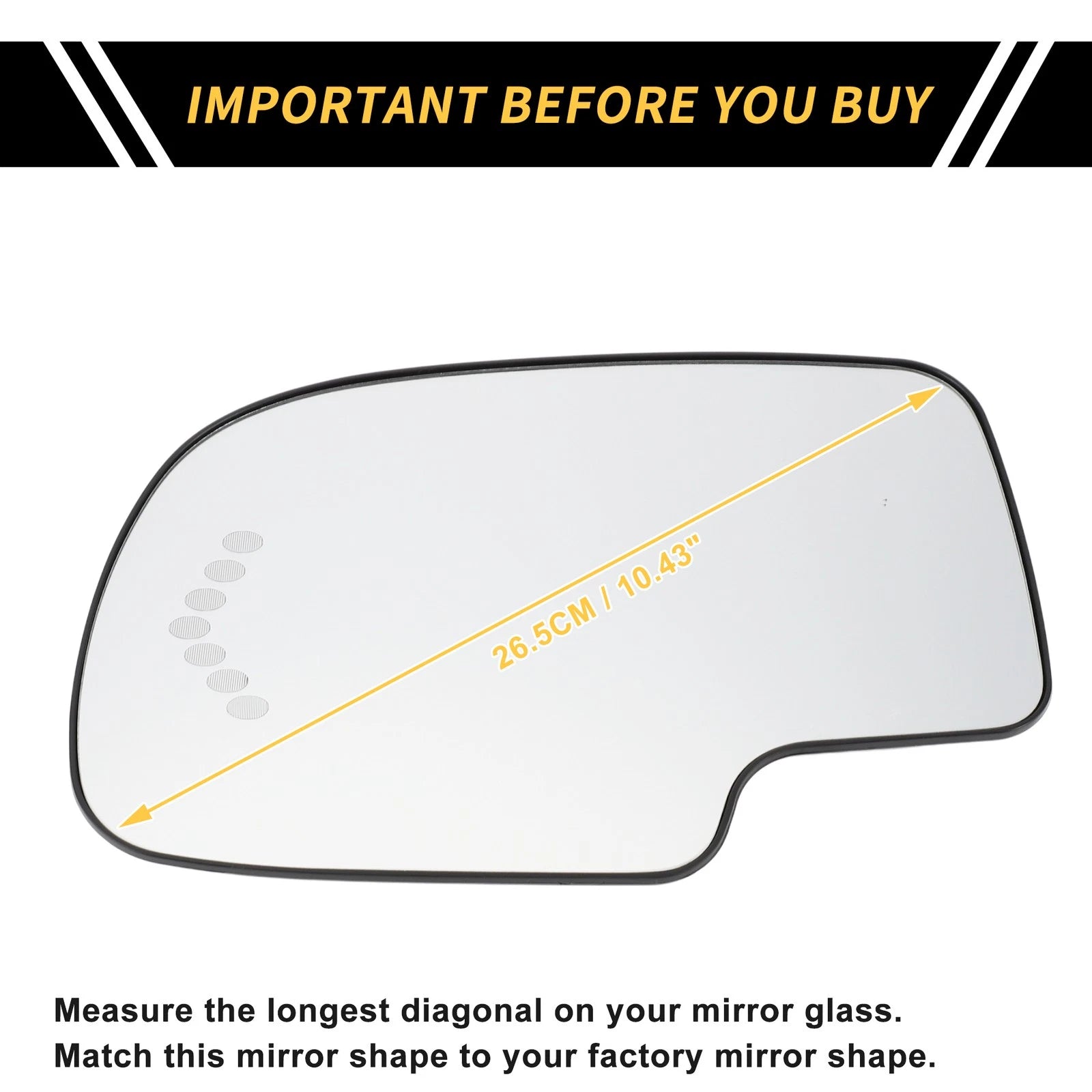 Heated Left Mirror Glass Replacement for Chevrolet Silverado 1500 2500 3500 (2007–2018)