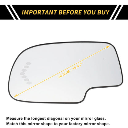 Heated Left Mirror Glass Replacement for Chevrolet Silverado 1500 2500 3500 (2007–2018)