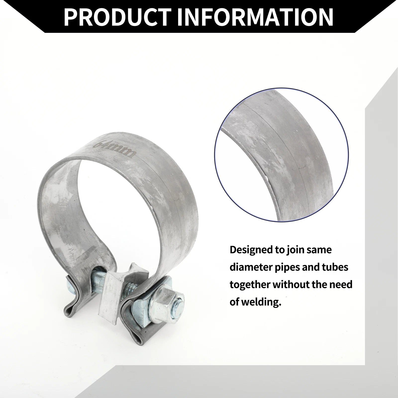 Exhaust Pipe Clamp for Car (2.52" 30mm)