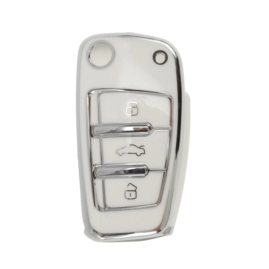 Car Key Case TPU Silicone Protection for Audi A1 (2010–2020) White Silver