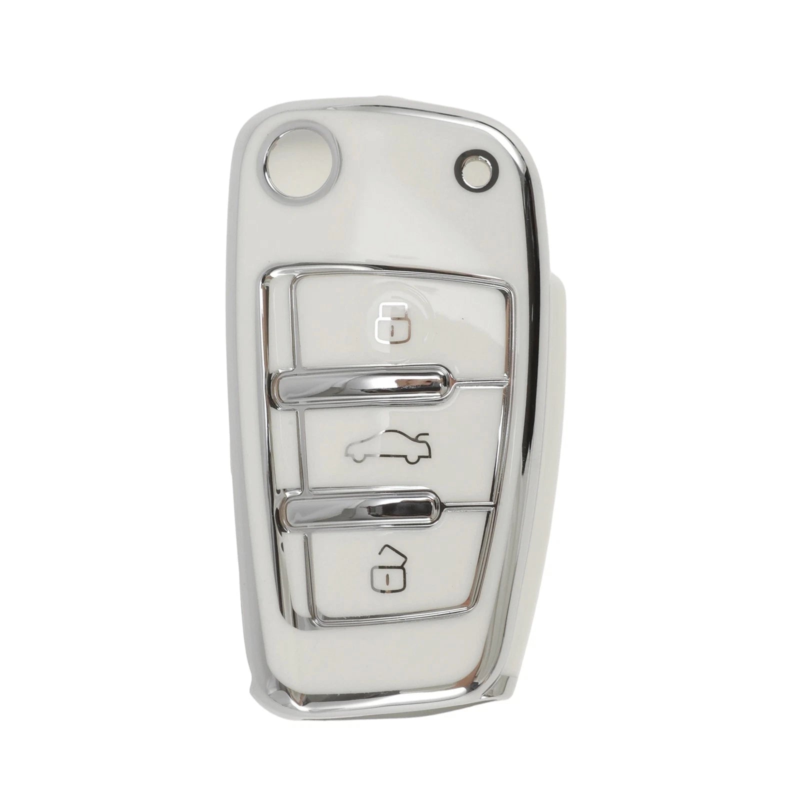 Car Key Case TPU Silicone Protection for Audi A1 (2010–2020) White Silver
